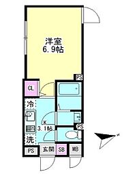 小田急小田原線 東北沢駅 徒歩5分の賃貸マンション 2階1Kの間取り