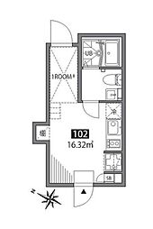 京王線 明大前駅 徒歩4分の賃貸アパート 1階ワンルームの間取り