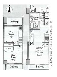 シャトレセリシエ 2LDKの間取図画像