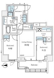 ザ・パークハウス代々木大山 2LDKの間取図画像