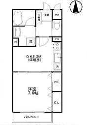 Hills代沢4丁目 1DKの間取図画像