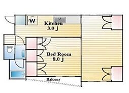 バスクコート 1LDKの間取図画像