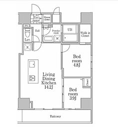 レジディア三軒茶屋3 2LDKの間取図画像