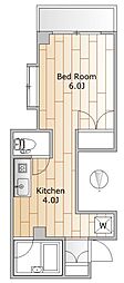 せせらぎパークサイド 1Kの間取図画像