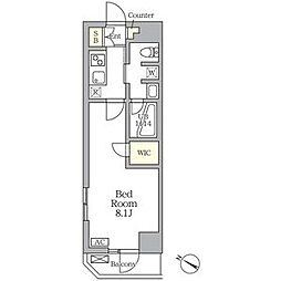 アジールコート三宿テラス 1Kの間取図画像