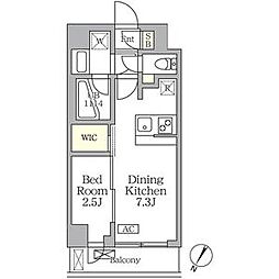アジールコート三宿テラス 1DKの間取図画像