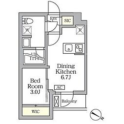 アジールコート三宿テラス 1DKの間取図画像