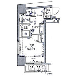 京急本線 京急蒲田駅 徒歩2分の賃貸マンション 6階1Kの間取り