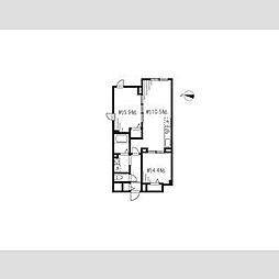 東急田園都市線 駒沢大学駅 徒歩13分の賃貸マンション 2階2LDKの間取り