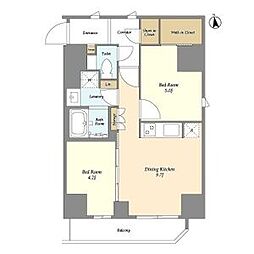 JR京浜東北・根岸線 蒲田駅 徒歩9分の賃貸マンション 5階2DKの間取り