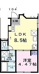 東急池上線 蓮沼駅 徒歩11分の賃貸アパート 1階1LDKの間取り