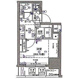 京急本線 京急蒲田駅 徒歩2分の賃貸マンション 10階1Kの間取り