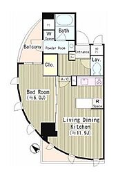 東急田園都市線 駒沢大学駅 徒歩6分の賃貸マンション 8階1LDKの間取り