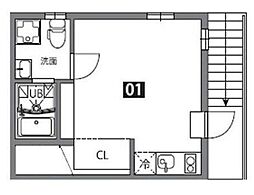 京王線 千歳烏山駅 徒歩9分の賃貸アパート 1階ワンルームの間取り