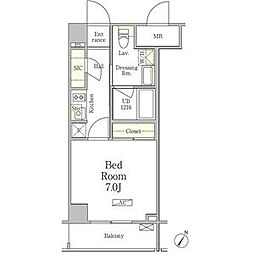 パークペルル池尻 1Kの間取図画像