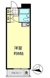 パレロワイヤル弦巻 ワンルームの間取図画像