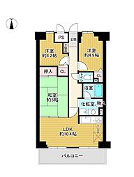 ライオンズガーデン津田沼 3LDKの間取図画像