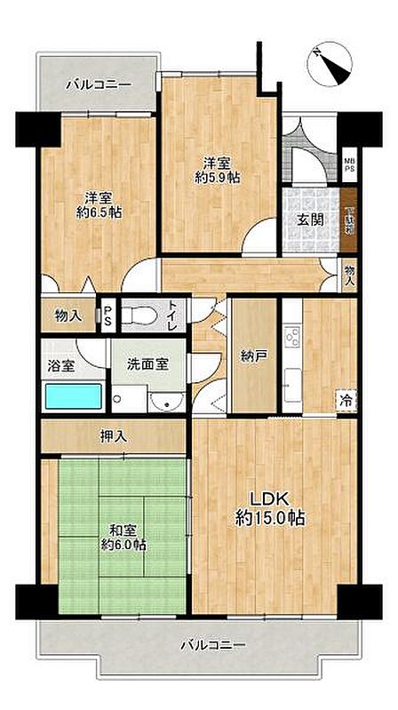 広々15帖LDKの間取りは家族が増えても住み続けられるお家です♪