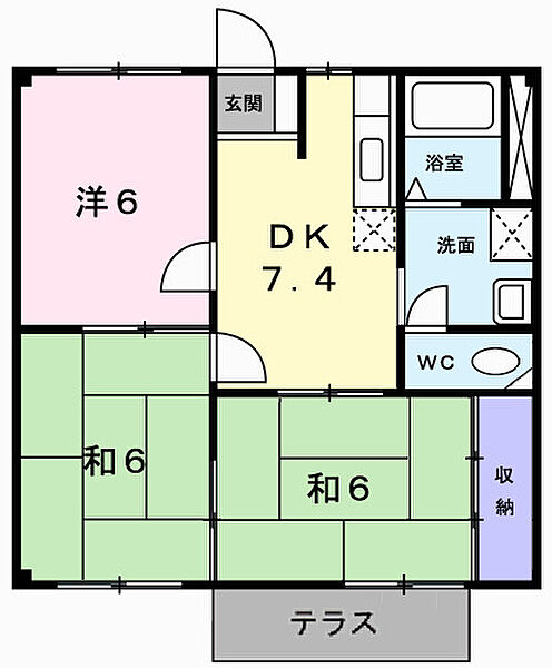 ニューシティＫ＆Ｍ 102｜兵庫県姫路市広畑区才(賃貸アパート3DK・1階・52.99㎡)の写真 その2