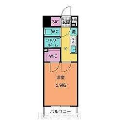 名古屋市営名城線 上前津駅 徒歩5分の賃貸マンション 8階1Kの間取り