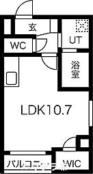 名古屋市営名城線 茶屋ヶ坂駅 徒歩3分の賃貸マンション 2階ワンルームの間取り