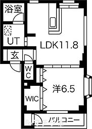 センキ 3階1LDKの間取り