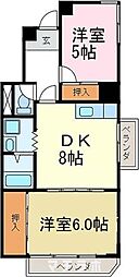 田中コーポラス 5階2LDKの間取り