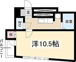 クレセール花の木 ワンルームの間取図画像