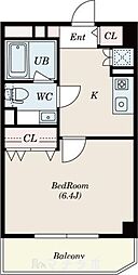 アールコーヴ押切 1Kの間取図画像