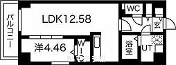 グランデューク松原クオーレ 1LDKの間取図画像