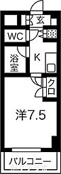 フォーシーズン 1Kの間取図画像