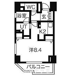 CASSIA車道 1Kの間取図画像