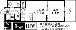 サン・ミズホビル 1LDKの間取図画像