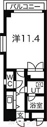 ヴェルシェーヌ桜橋 1Kの間取図画像