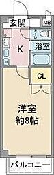 レージュ松原 1Kの間取図画像