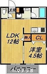 クレサス稚児宮.m 1LDKの間取図画像