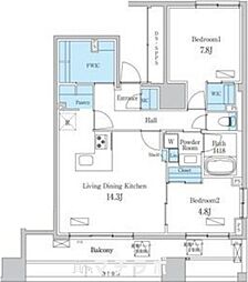 名古屋市千種区今池1丁目マンション 2LDKの間取図画像