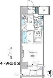 GRANDESPOIR車道 1Kの間取図画像