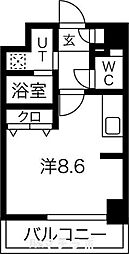 パルティール金山 ワンルームの間取図画像