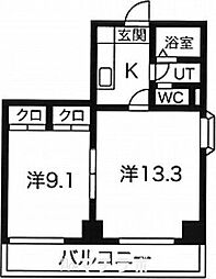 ヒルトップハウス 2Kの間取図画像