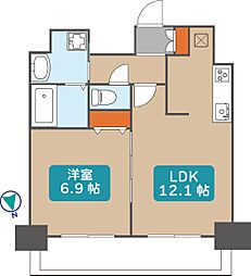 プレサンスナゴヤ桜通ビッグビート 1LDKの間取図画像