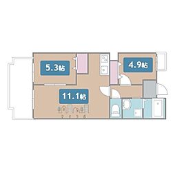 ユーハウス鶴舞2 2LDKの間取図画像