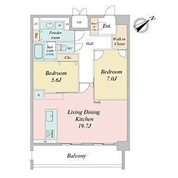 グランルクレ新栄イースト 2LDKの間取図画像