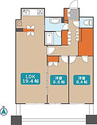 グラン・アベニュー名駅 2LDKの間取図画像