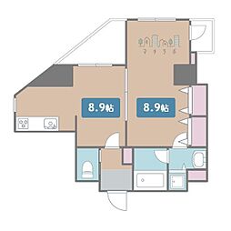 グラマシー城見通 1LDKの間取図画像