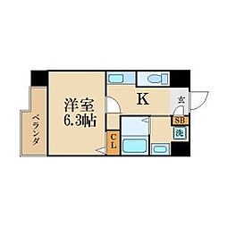 フローライト上前津 1Kの間取図画像
