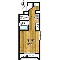 グランベール安田通 1Kの間取図画像