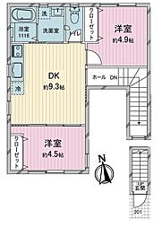 西武新宿線 東村山駅 徒歩4分の賃貸アパート 2階2DKの間取り