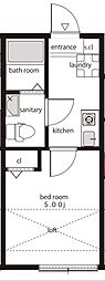 西武新宿線 東村山駅 徒歩7分の賃貸アパート 2階1Kの間取り