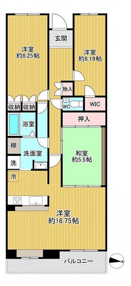 専有面積約87.23平米3LDKのお部屋